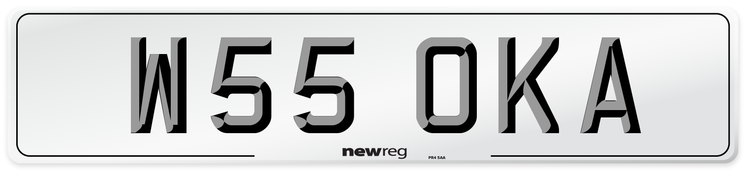 W55 OKA Number Plate from New Reg